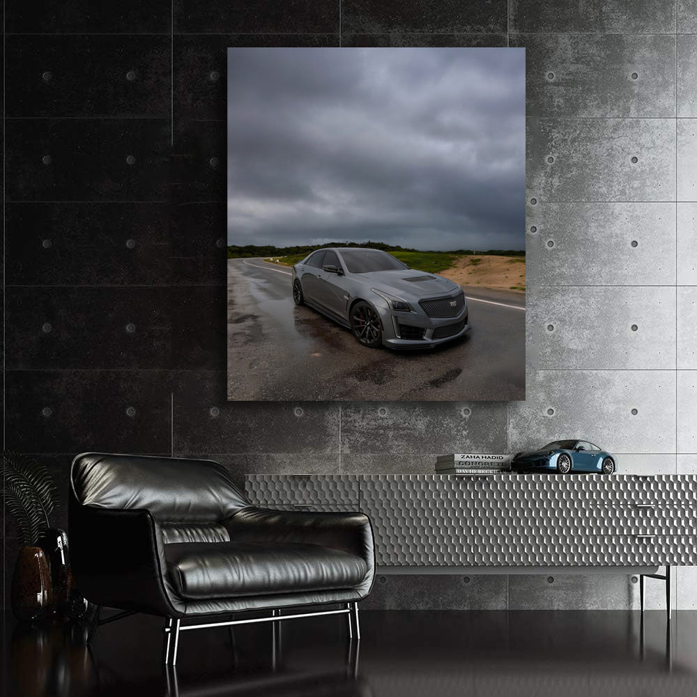 Cadillac in Cloudy Grey Weather - Icon of Elegance