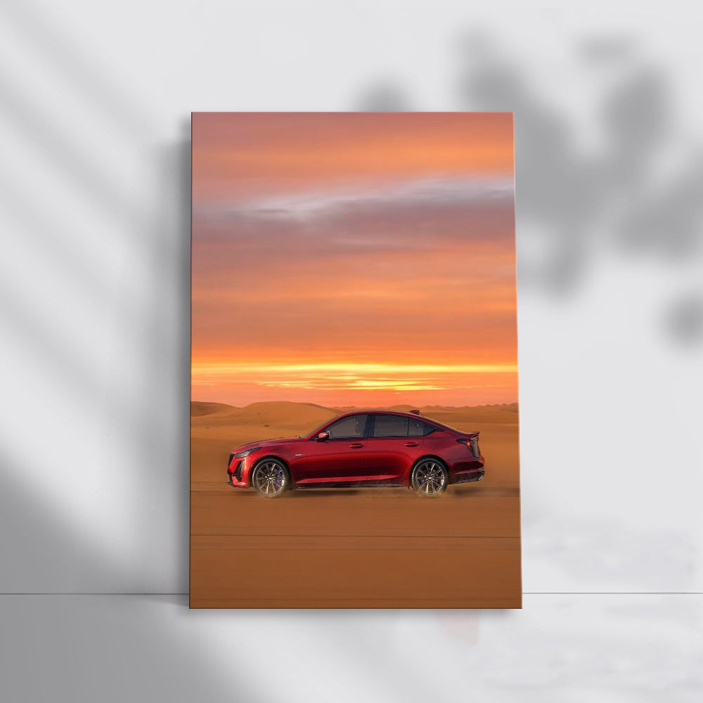 Cadillac at Sunset in Desert - Icon of Luxury and Power
