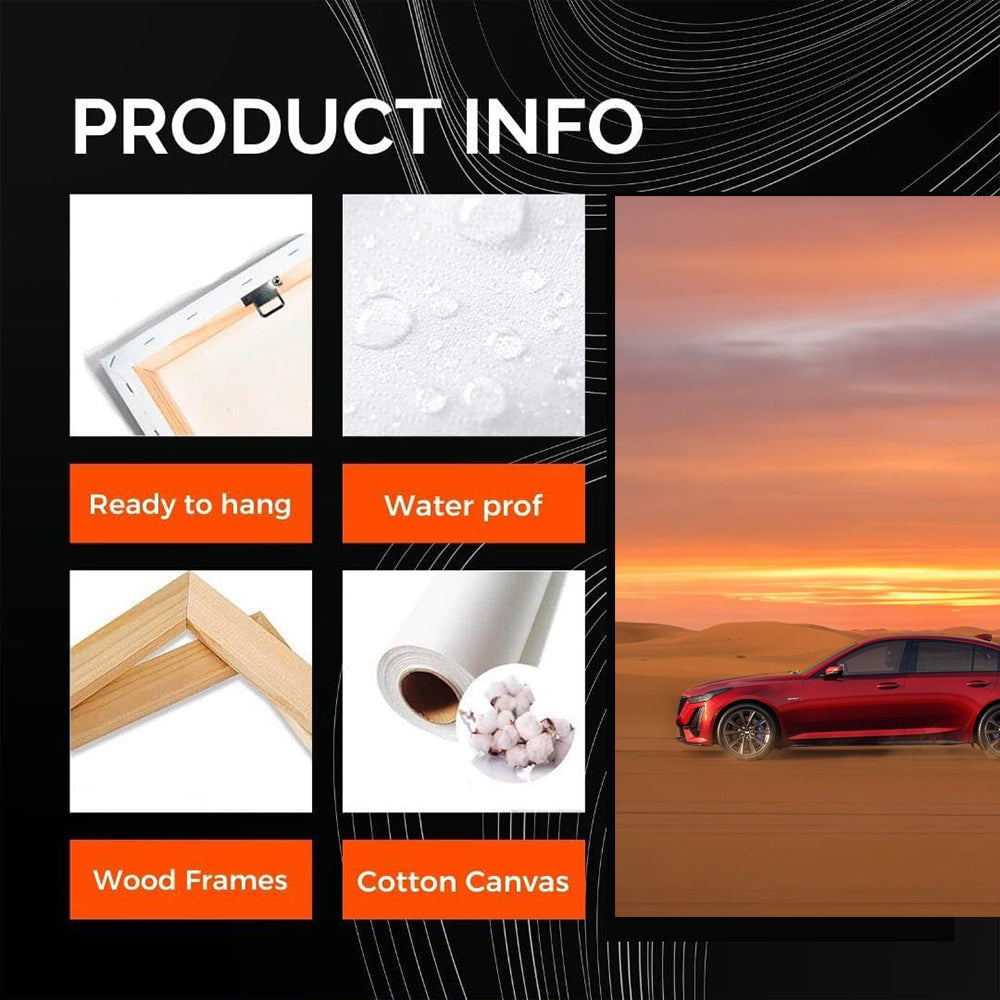Cadillac at Sunset in Desert - Icon of Luxury and Power