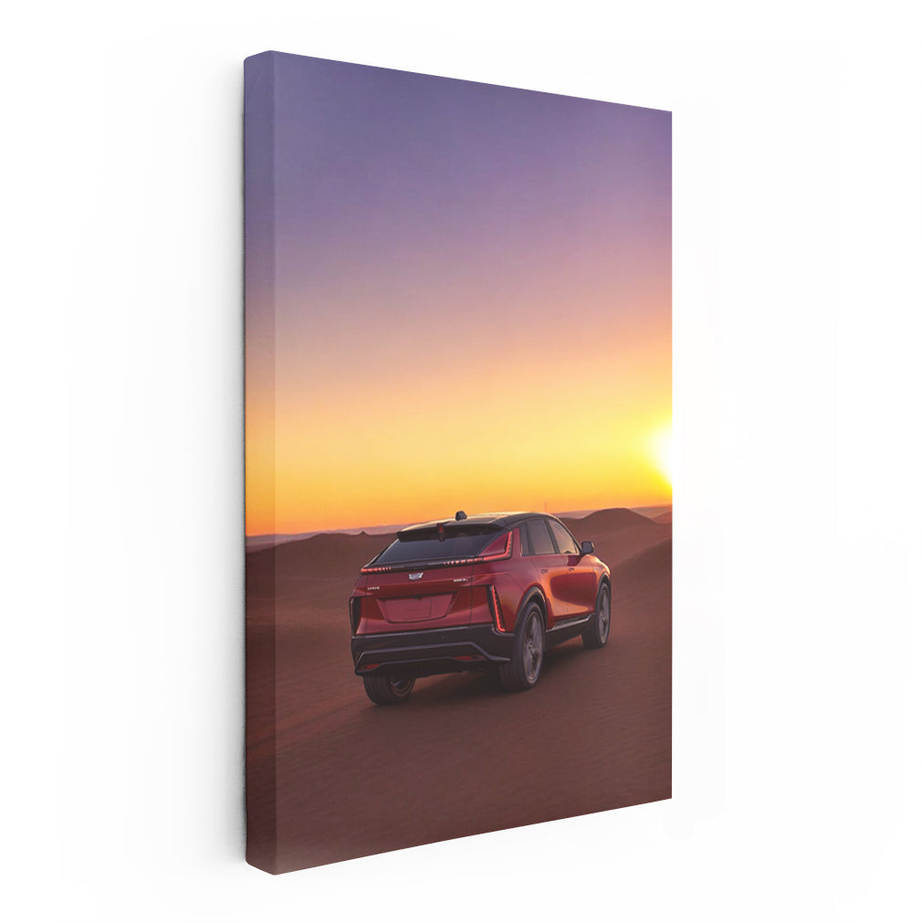 Sunset Desert Cadillac - Classic Elegance on Horizon