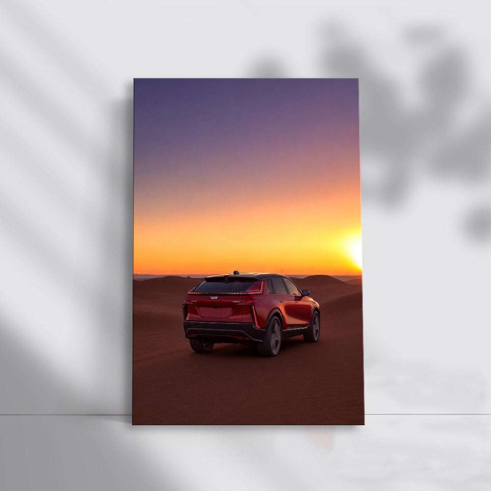 Sunset Desert Cadillac - Classic Elegance on Horizon