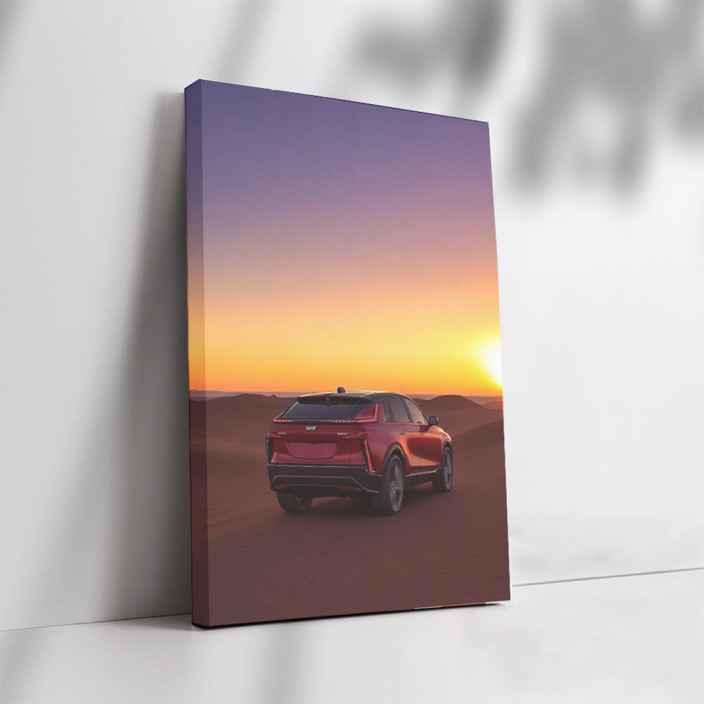 Sunset Desert Cadillac - Classic Elegance on Horizon