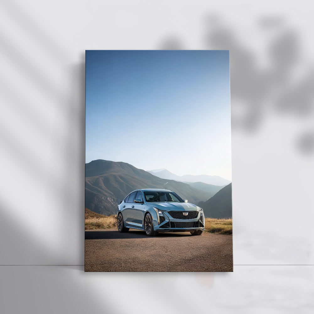 Majestic Cadillac Amidst Mountain Peaks - Symbol of Luxury