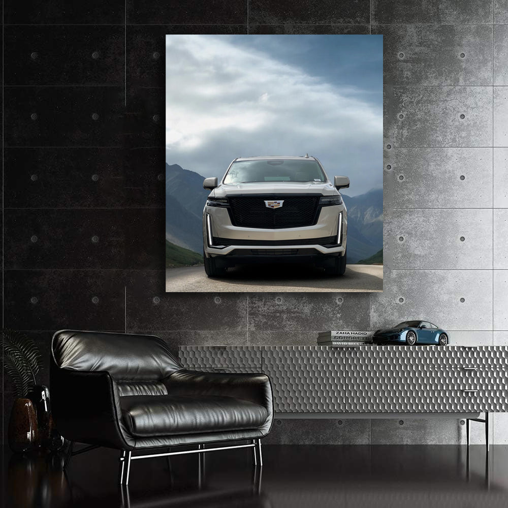 Majestic Cadillac Among Mountain Peaks - Power and Elegance