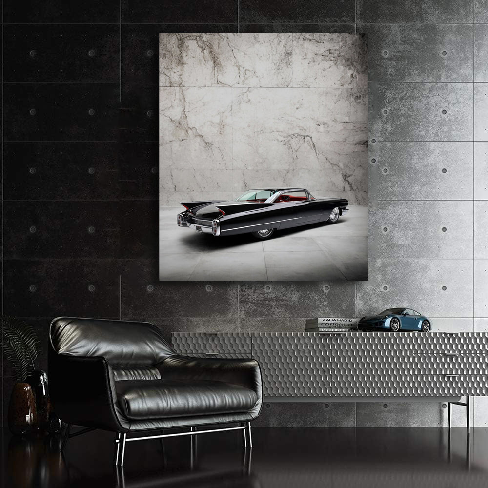 Vintage Black Marble Cadillac - Iconic Elegance