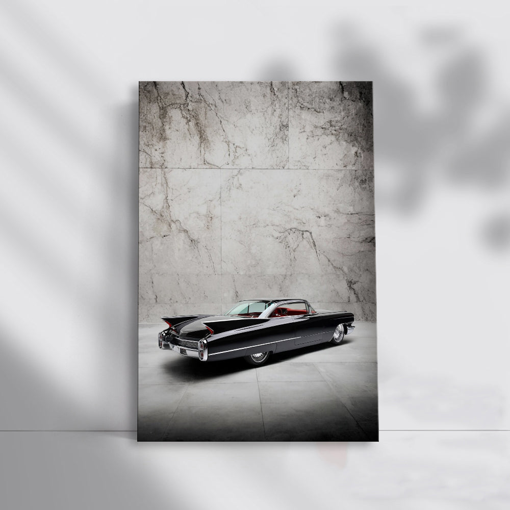Vintage Black Marble Cadillac - Iconic Elegance