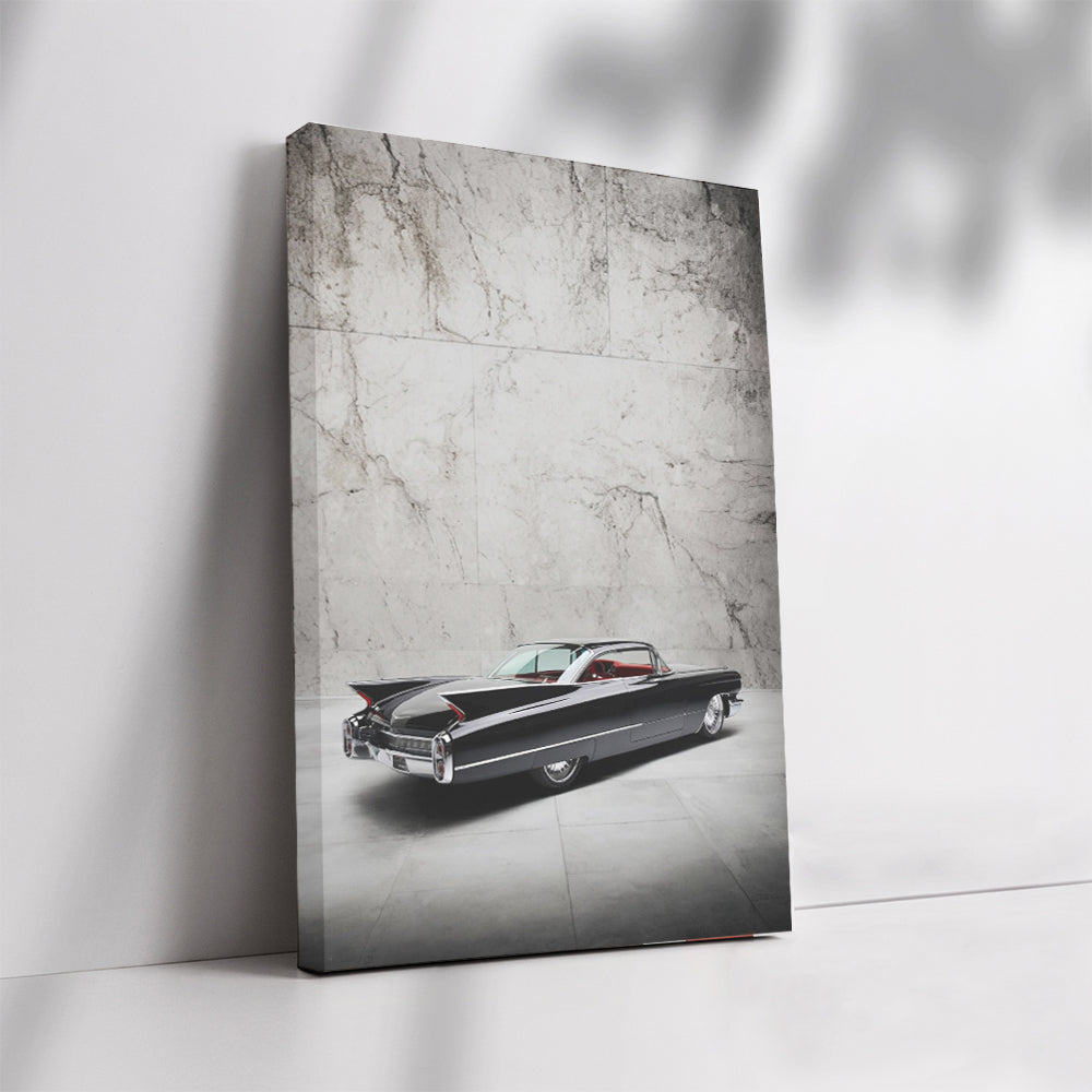 Vintage Black Marble Cadillac - Iconic Elegance