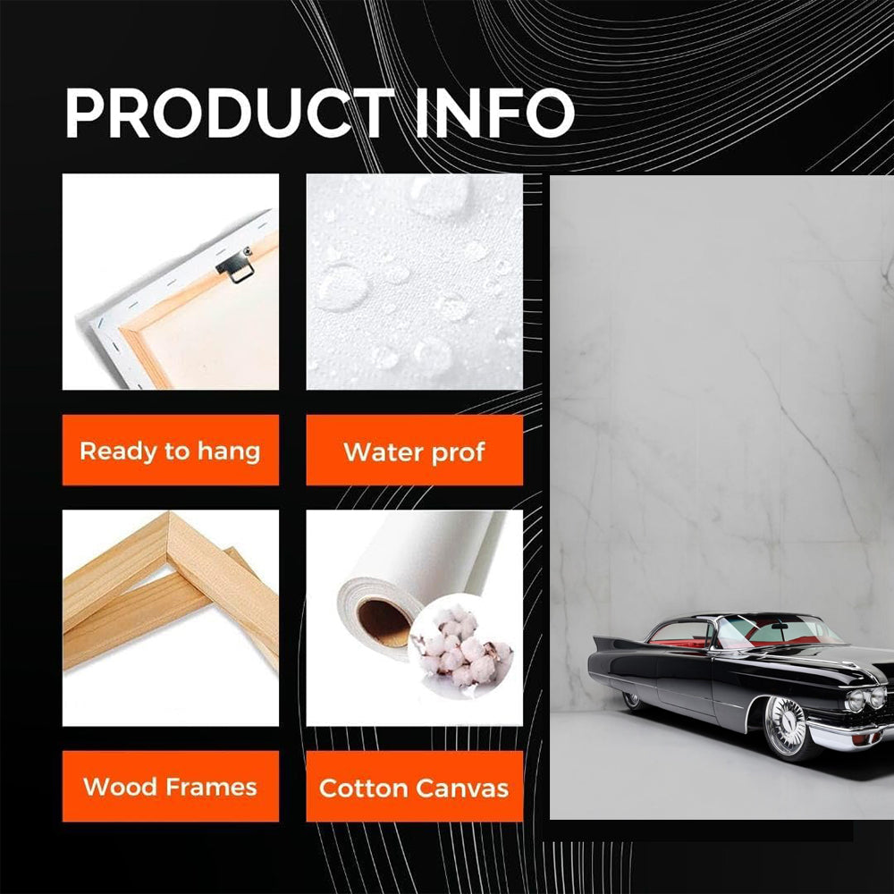 Vintage Black Cadillac on Marble - Classic Elegance