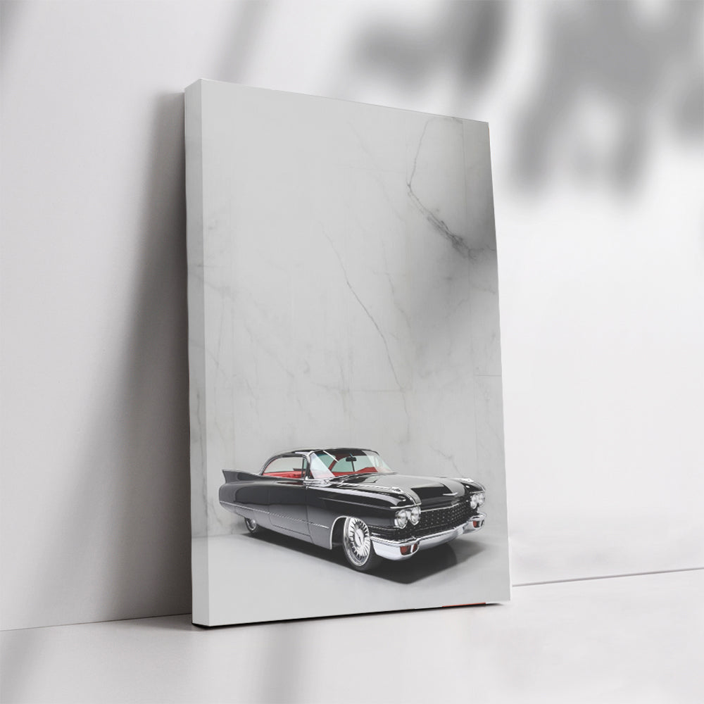 Vintage Black Cadillac on Marble - Classic Elegance