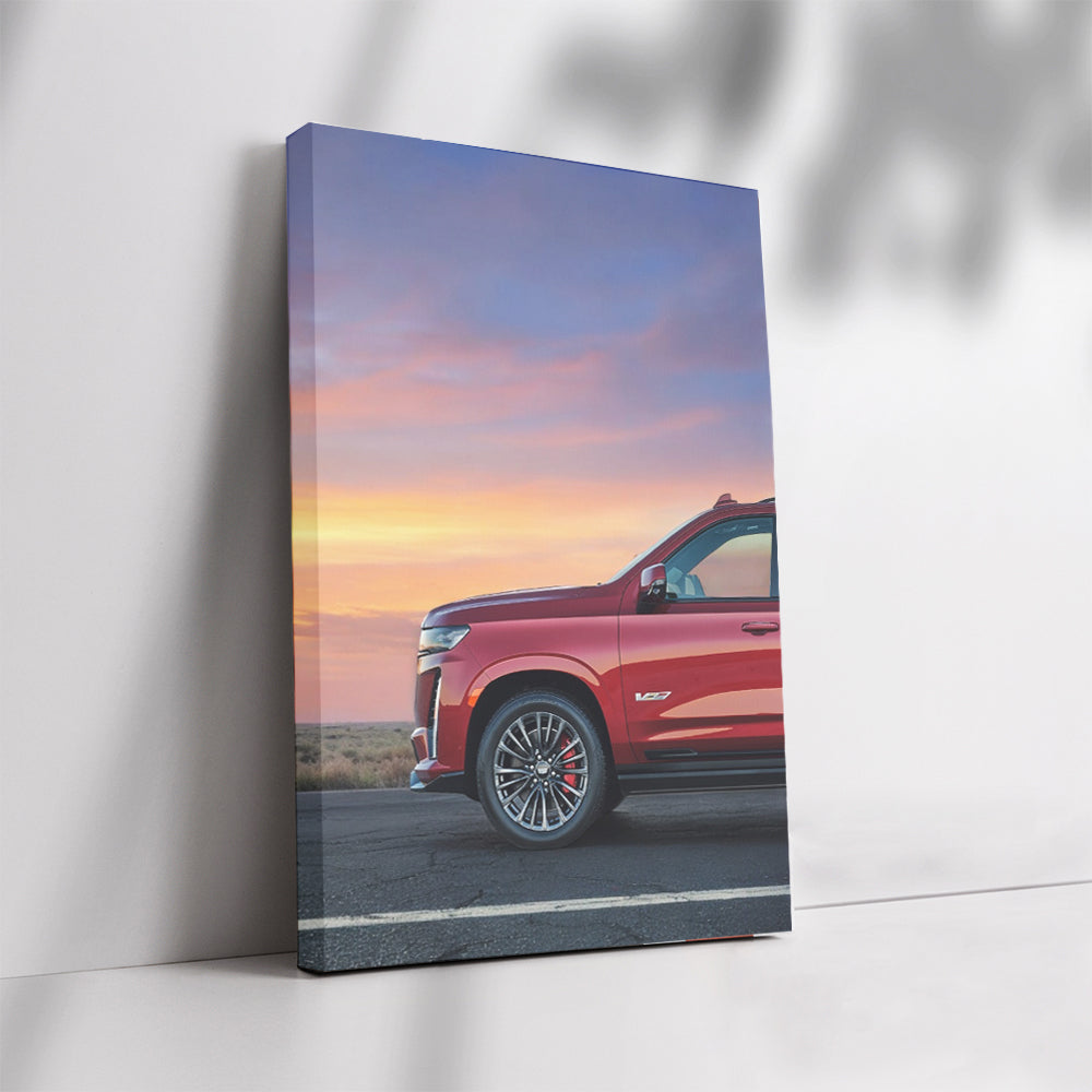 Sunset Red Cadillac - Iconic Elegance and Style