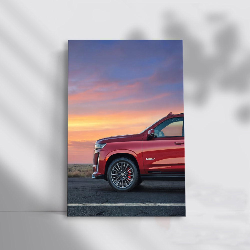 Sunset Red Cadillac - Iconic Elegance and Style