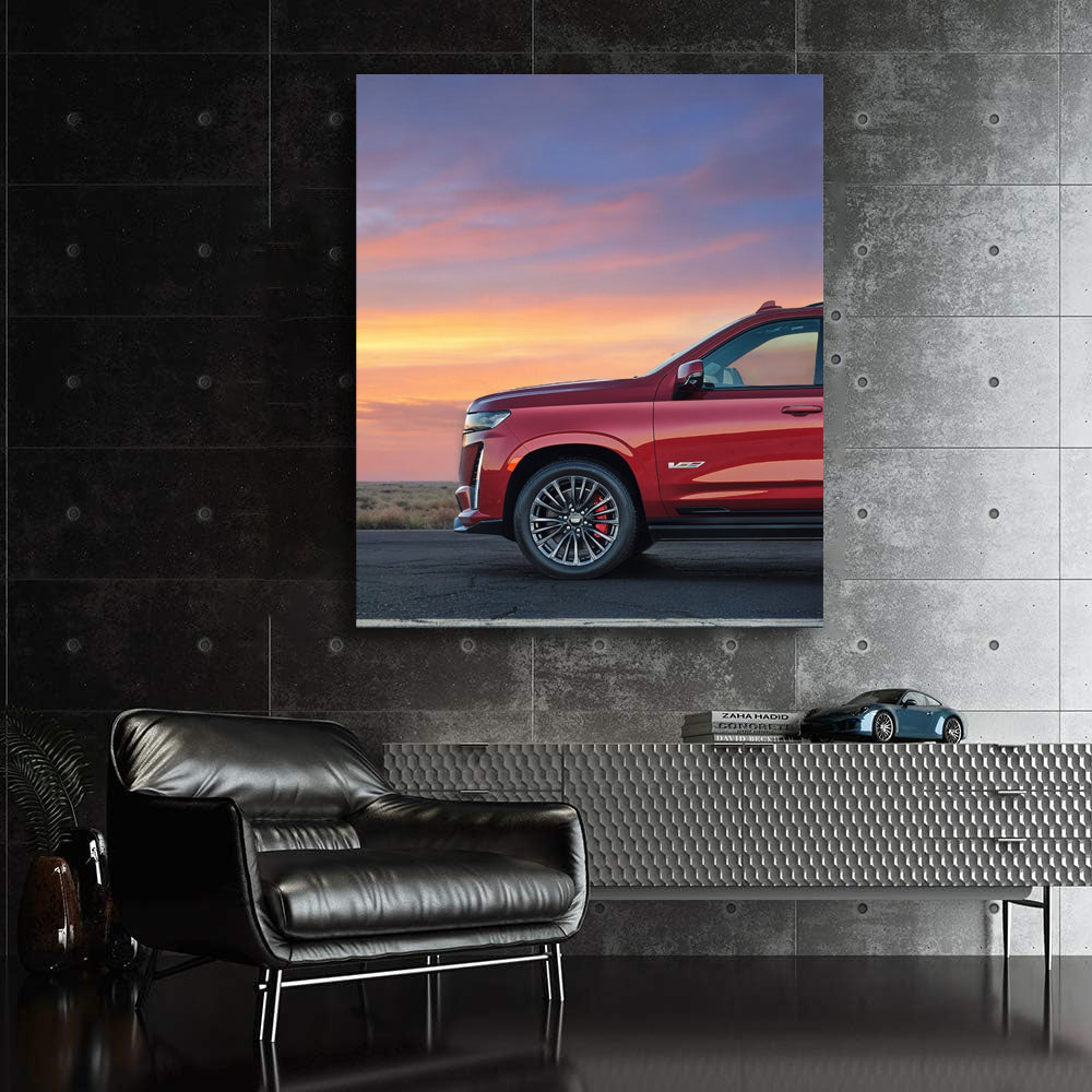Sunset Red Cadillac - Iconic Elegance and Style