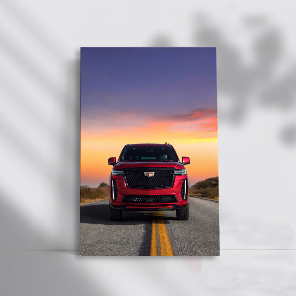 Sunset Glow on Cadillac Red - Timeless Elegance