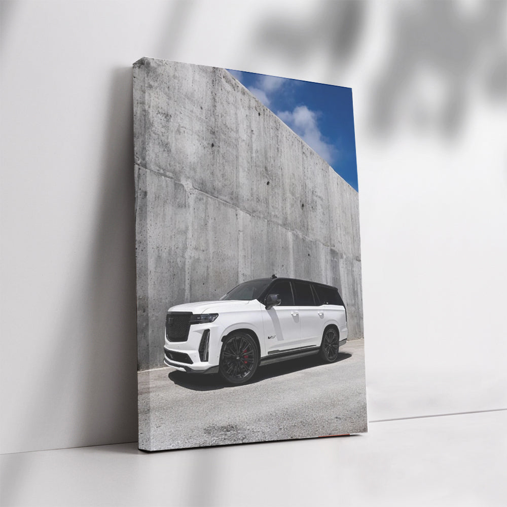 Cadillac White Concrete Wall - Elegance in Motion
