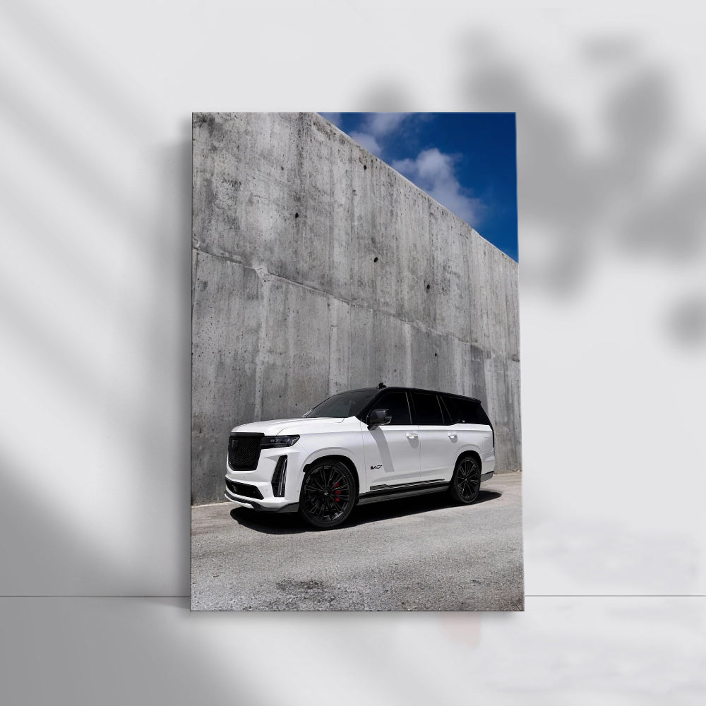 Cadillac White Concrete Wall - Elegance in Motion