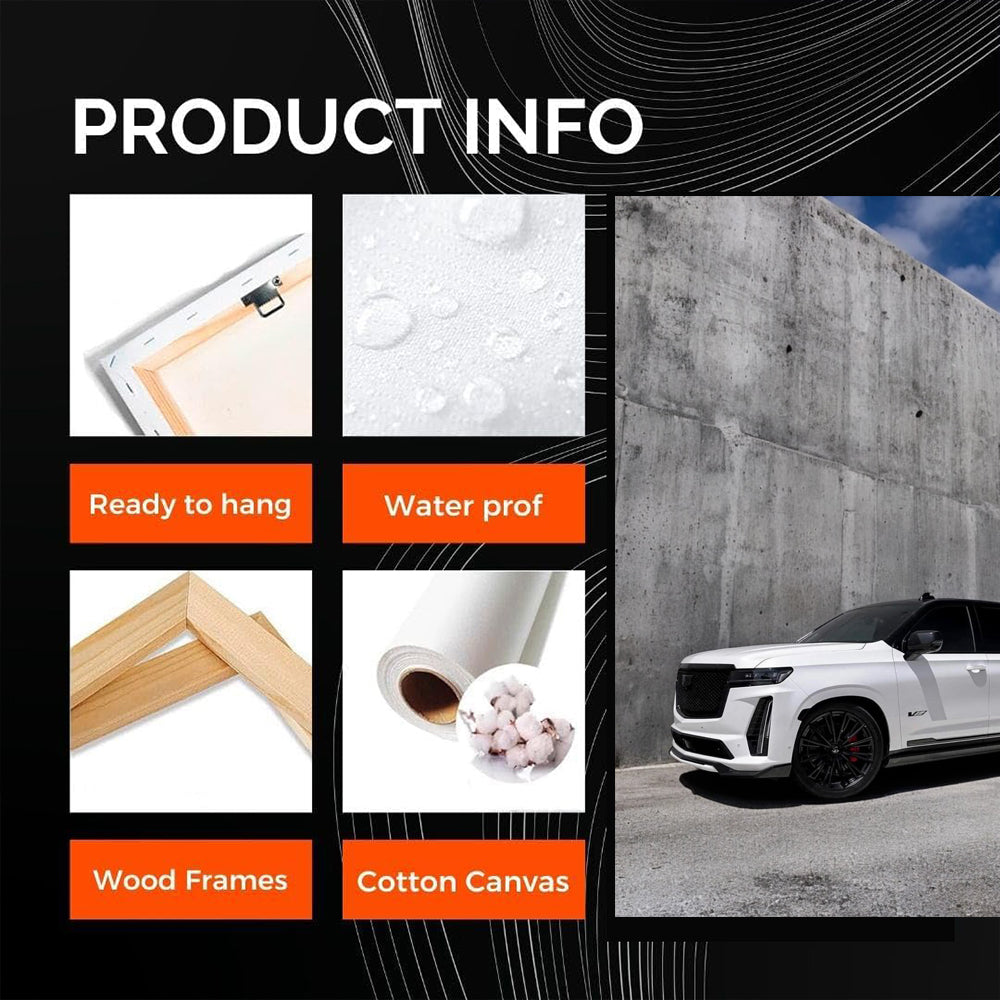 Cadillac White Concrete Wall - Elegance in Motion