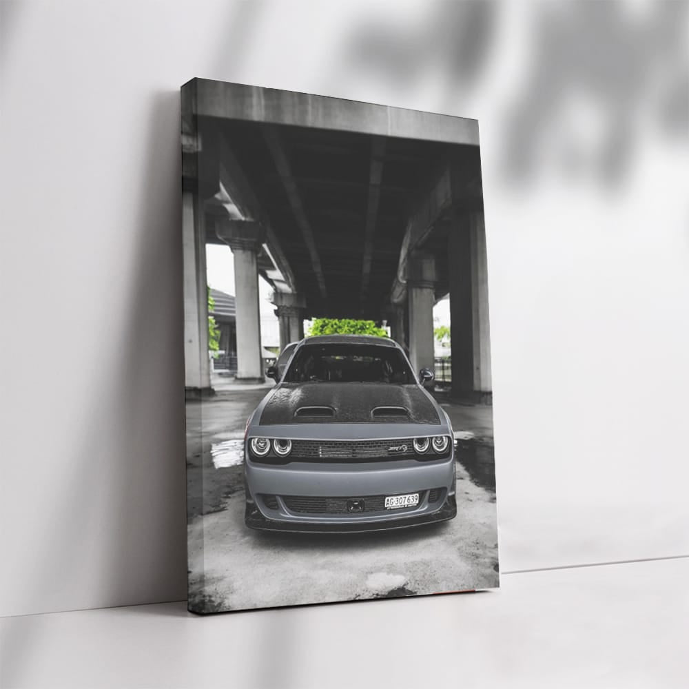 Challenger Hellcat Roars Under Bridge - Power Unleashed