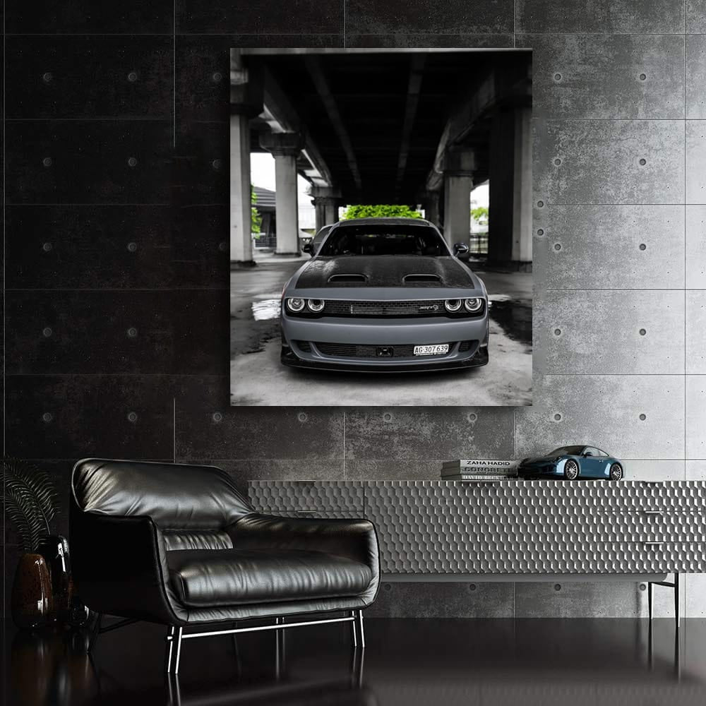 Challenger Hellcat Roars Under Bridge - Power Unleashed