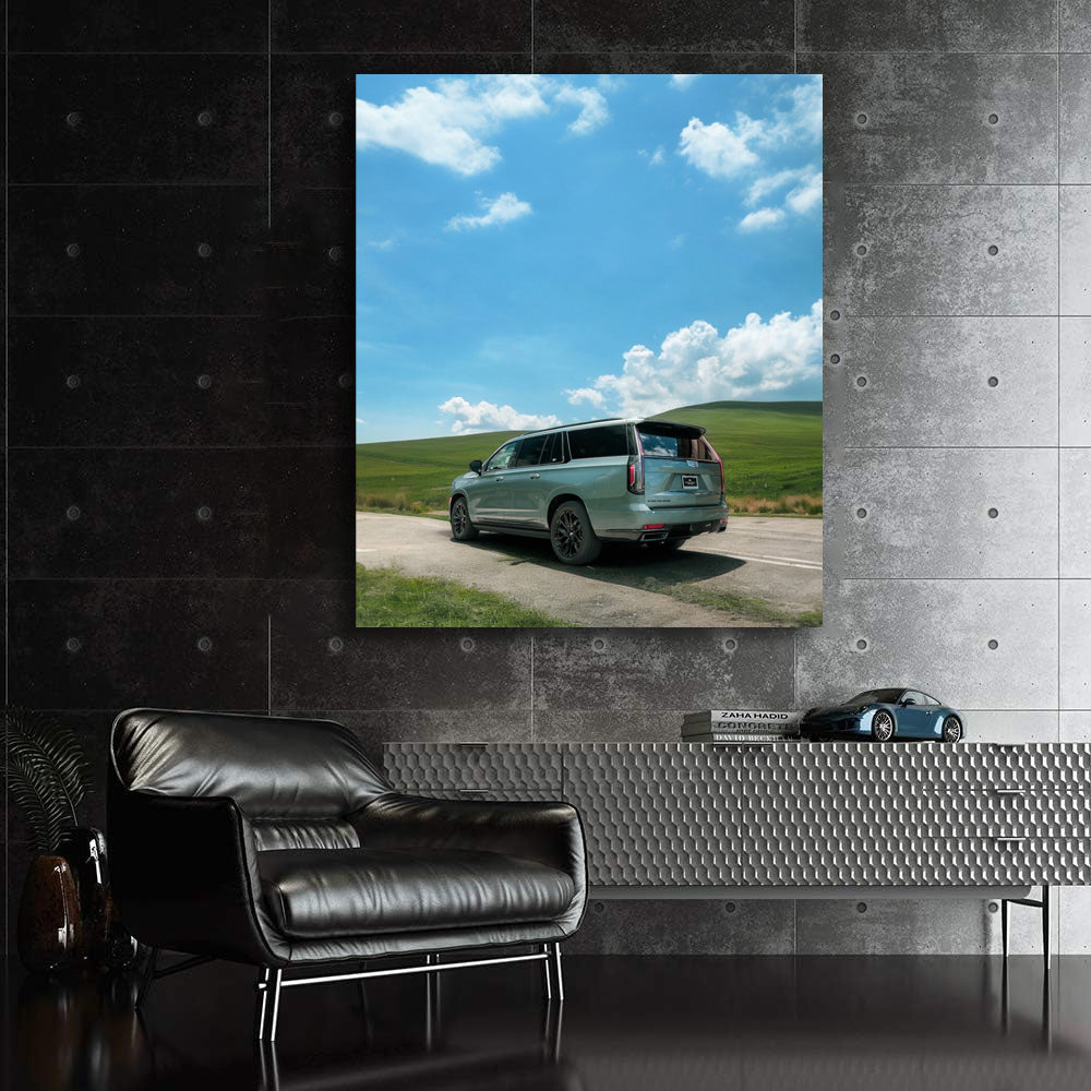 Emerald Cadillac Escalade in Nature: Luxurious and Sporty Adventure