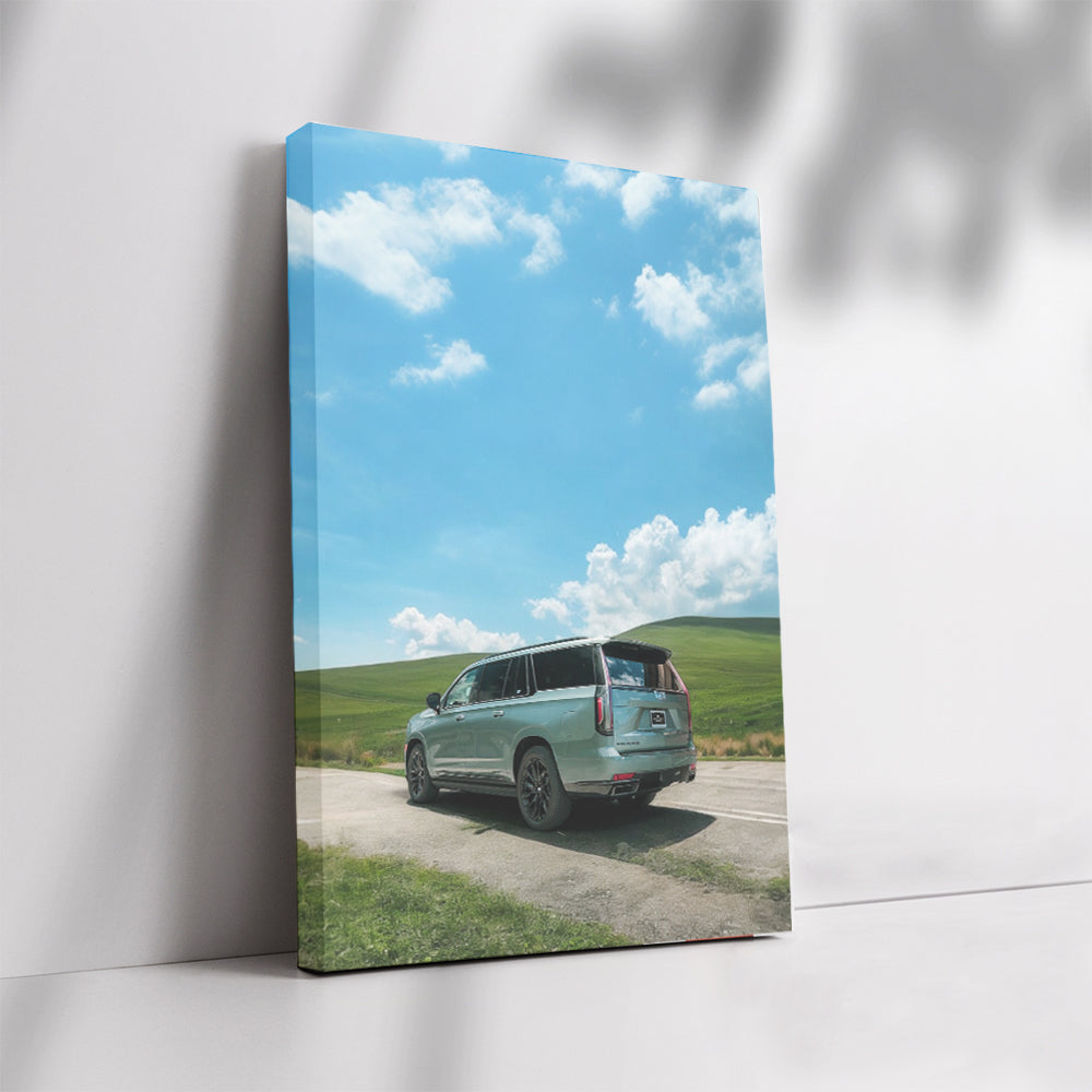 Emerald Cadillac Escalade in Nature: Luxurious and Sporty Adventure