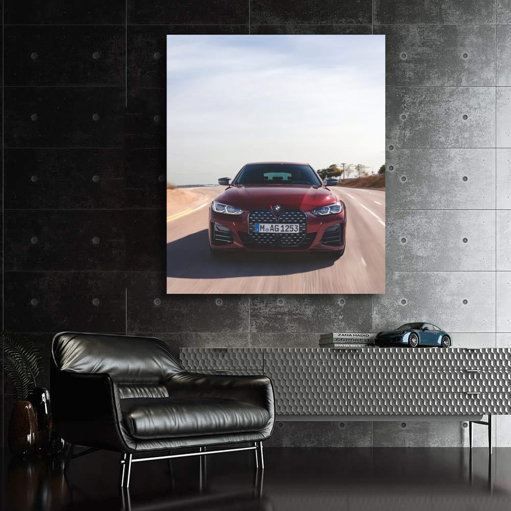 BMW 4 Series in Motion - Dark Red Elegance on Move