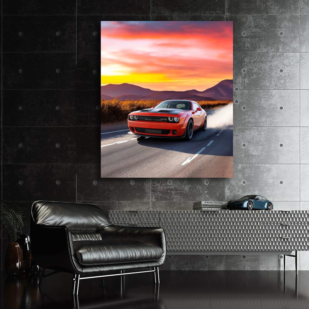 Dodge Challenger Cruising - Iconic Muscle Car on Road