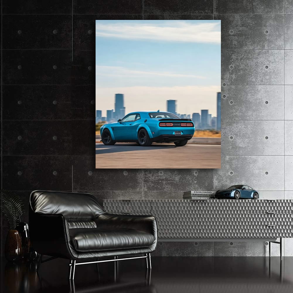 Urban Skyline Highlights Dodge Challenger - Power and Presence