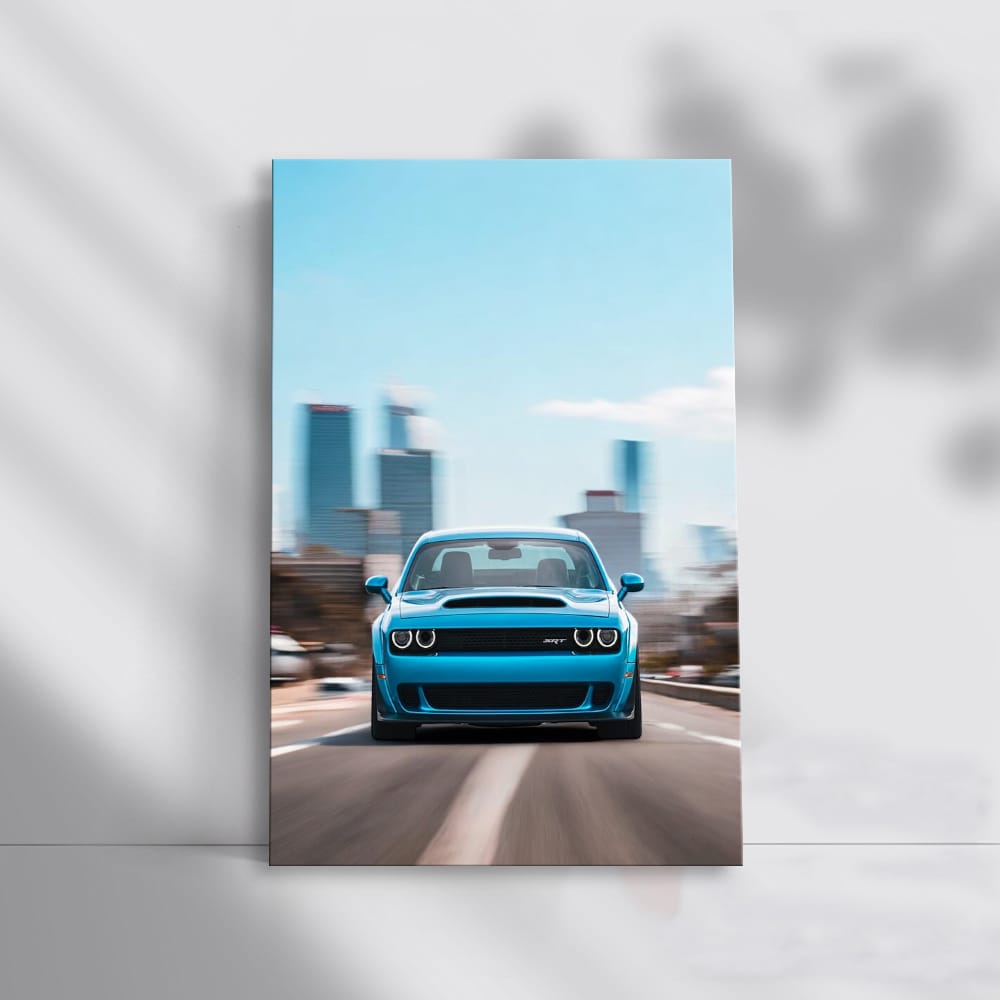 Dodge Challenger with Urban Skyline - Power and Presence