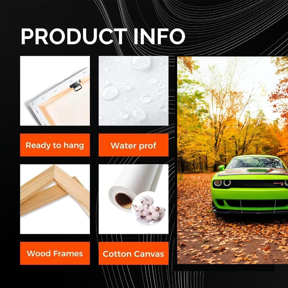 Golden Dodge Challenger in Autumn - Power and Elegance