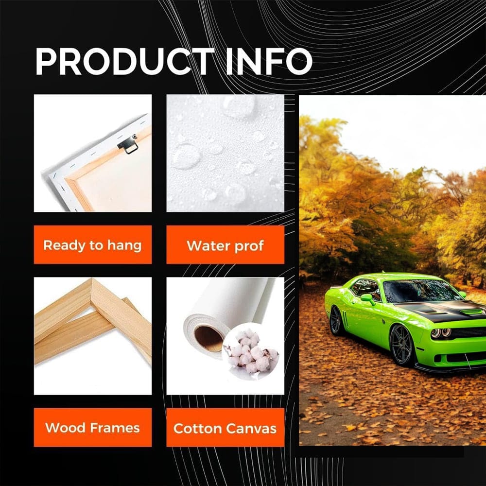 Golden Dodge Challenger in Autumn - Power and Elegance