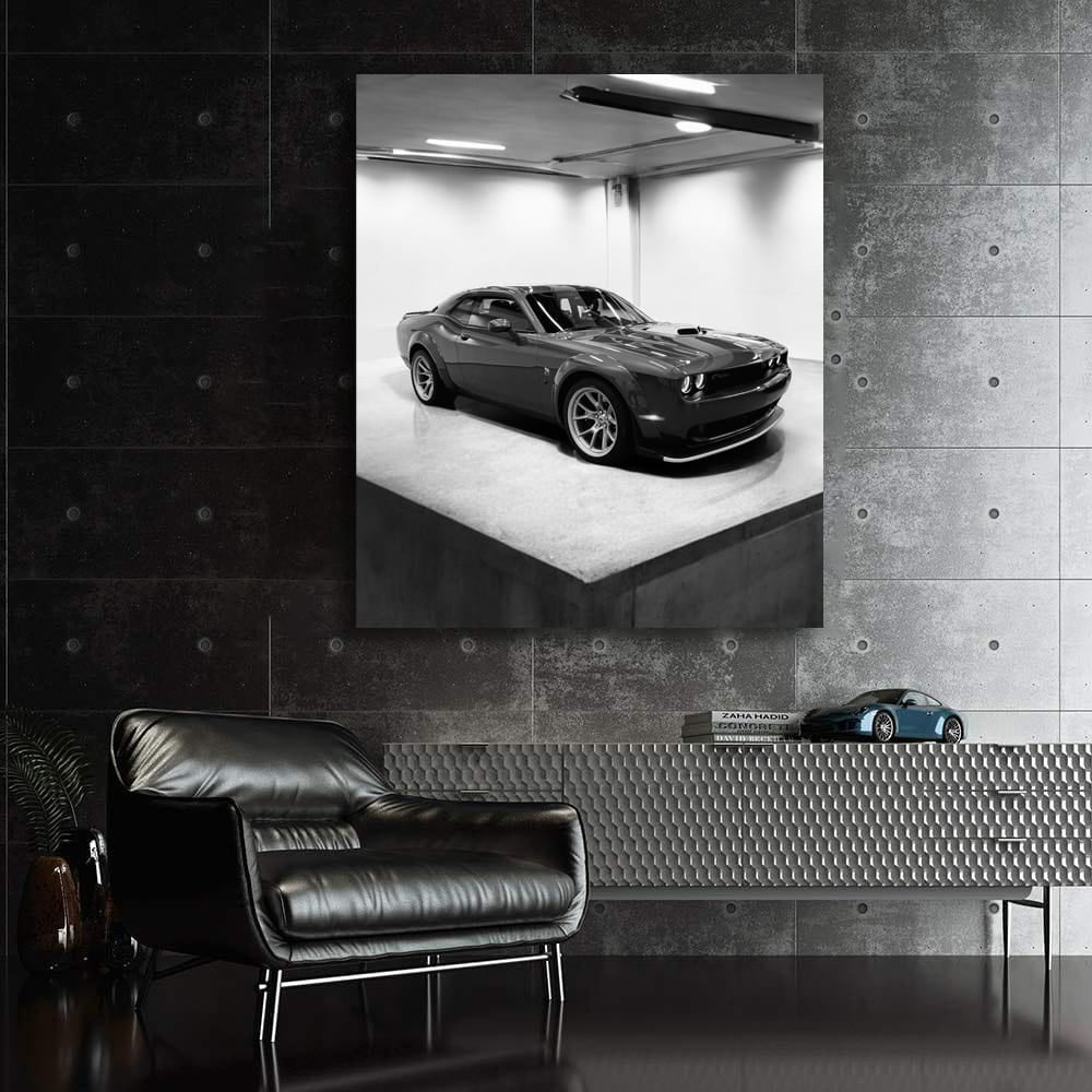 Sleek Gray Dodge Challenger Parked - Bold and Powerful