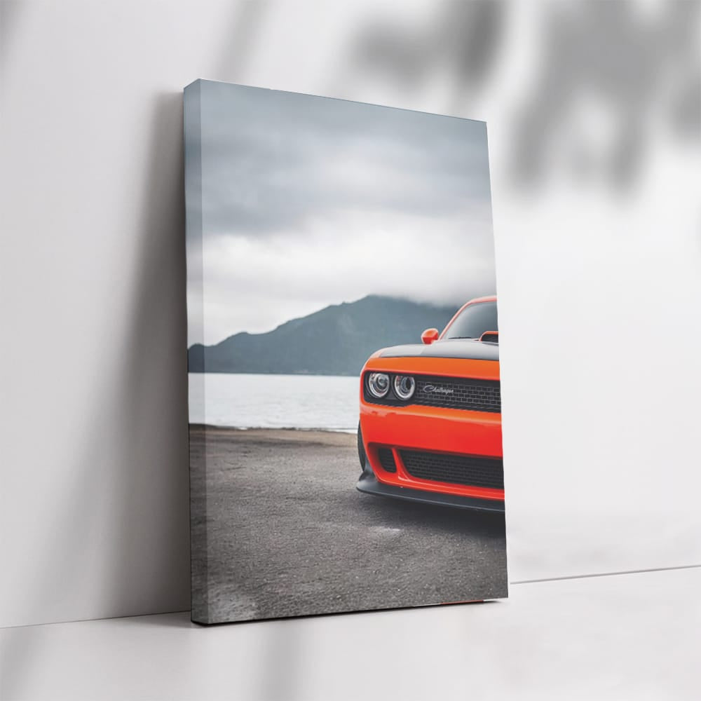 Dodge Challenger in Cloudy Mountain Skies - Bold and Fierce