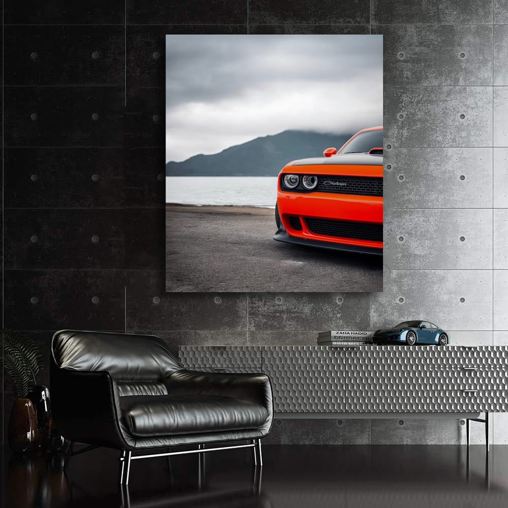 Dodge Challenger in Cloudy Mountain Skies - Bold and Fierce