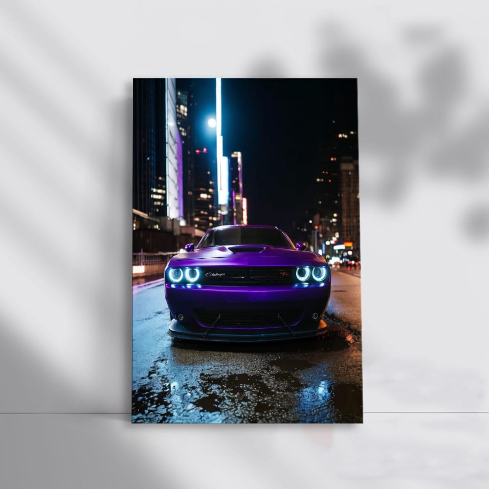 Nighttime Dodge Challenger - Bold and Powerful Drive