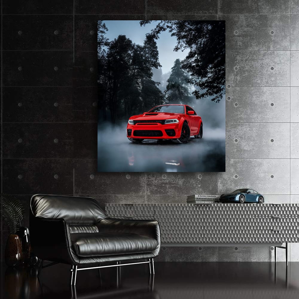 Foggy Night Dodge Charger - Power and Elegance