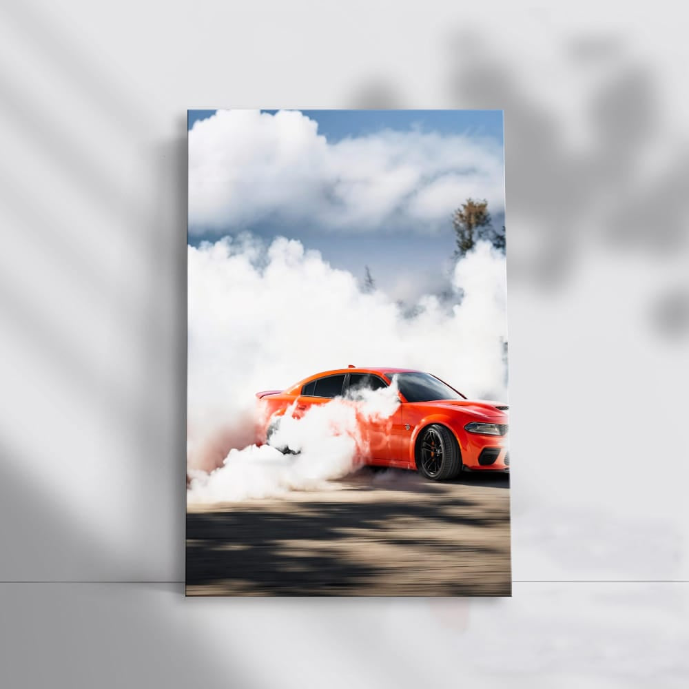 Dodge Charger Racing Through Smoke on Track - Power Unleashed