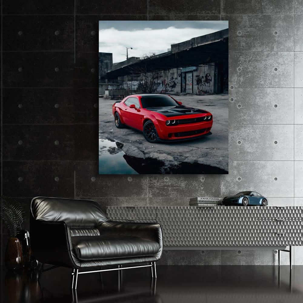Bold Red Dodge Charger in Urban Style - Power and Flair