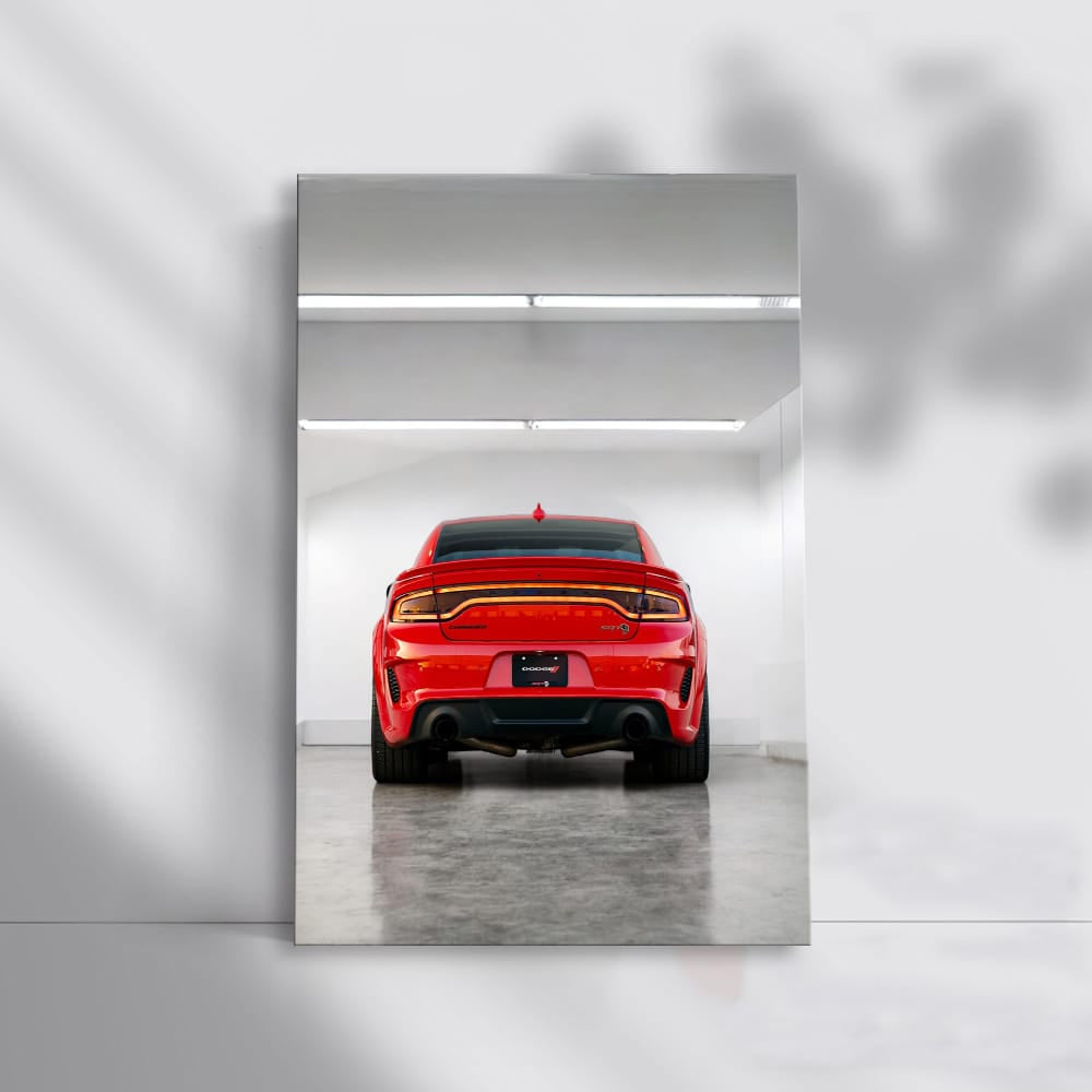 Red Dodge Charger in Parking - Bold and Powerful