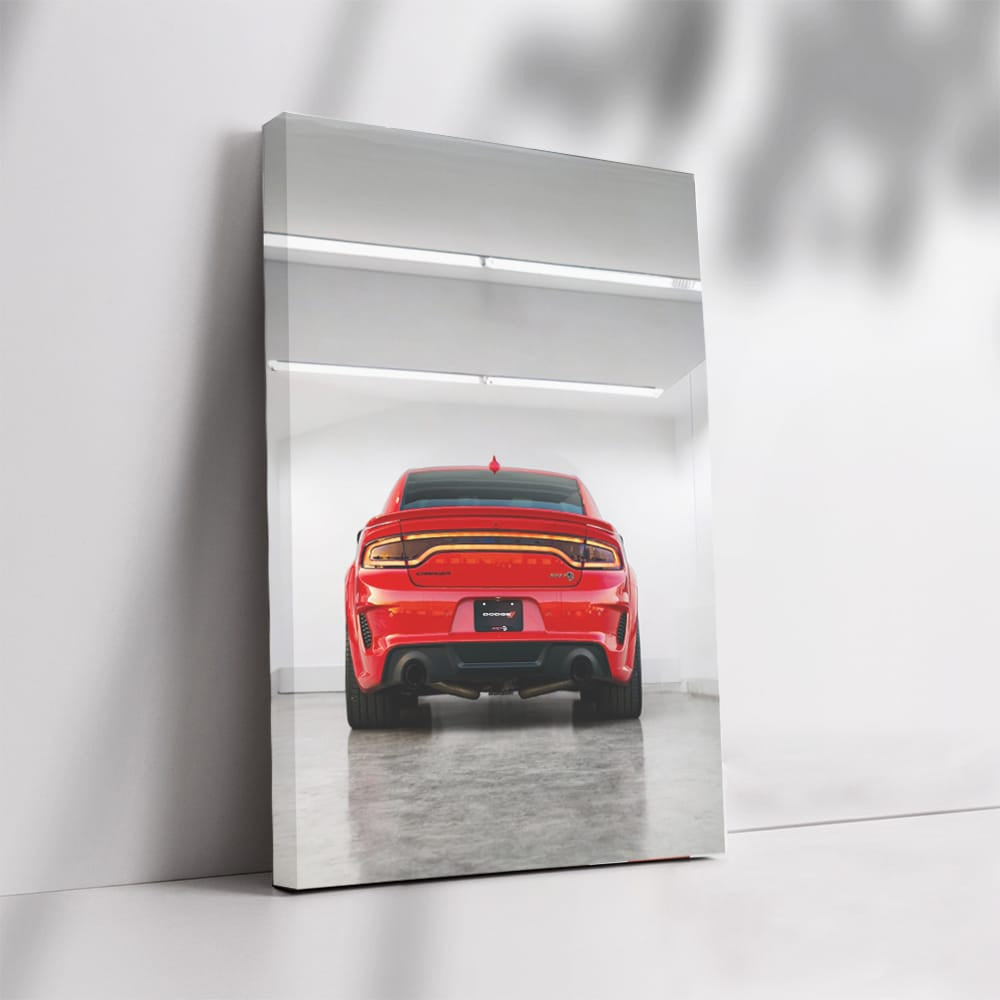 Red Dodge Charger in Parking - Bold and Powerful