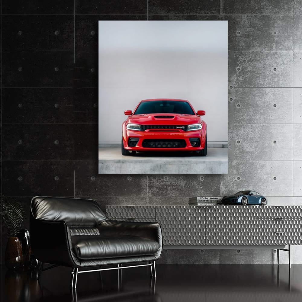 Red Dodge Charger Parked - Bold and Powerful Ride