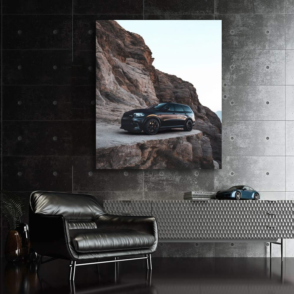 Black Dodge Durango at Mountain Base - Rugged Adventure SUV