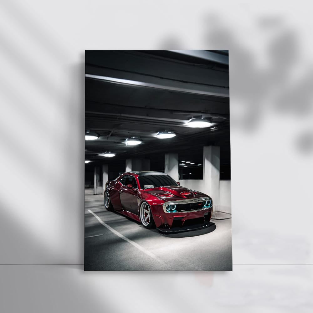 Hellcat Red Dodge in Parking - Power and Performance