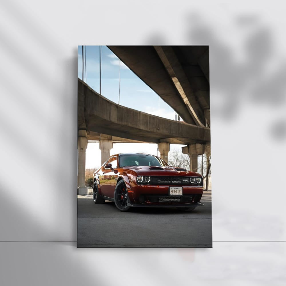 Burgundy Dodge SRT on Bridge - Power and Elegance
