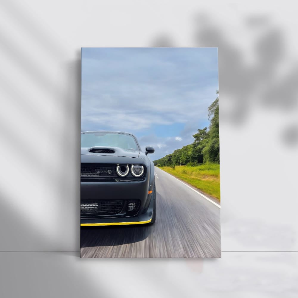 Supercharged Dodge on Highway - Thrilling Power Ride