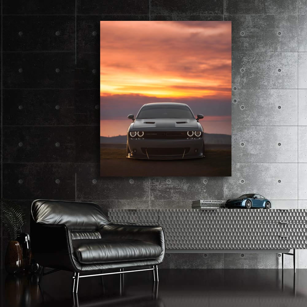Dodge Challenger at Sunset - Power and Style in Motion