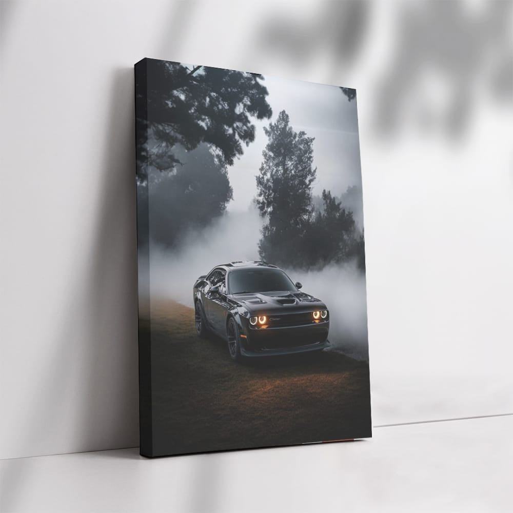 Stealthy Black Dodge in Mist - Power Meets Elegance