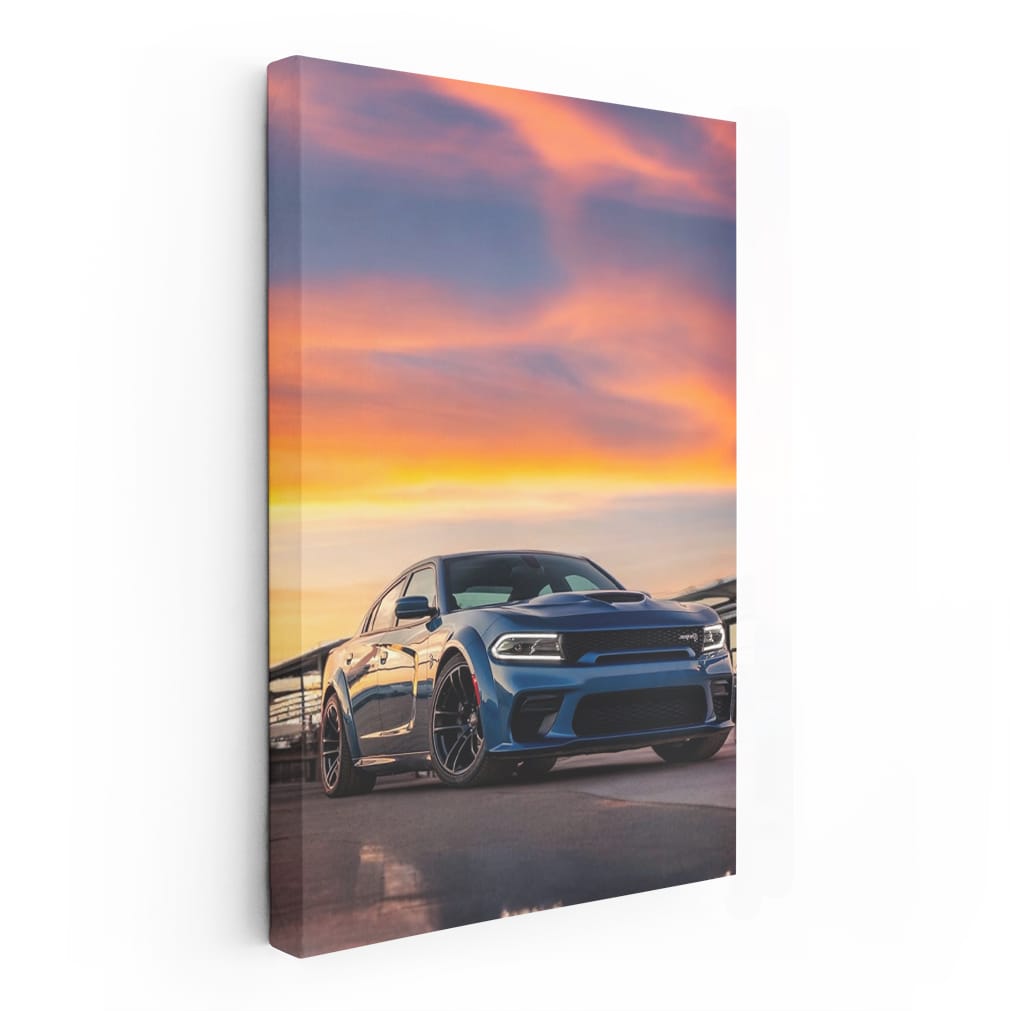 Blue Dodge at Sunset - Bold and Timeless Classic