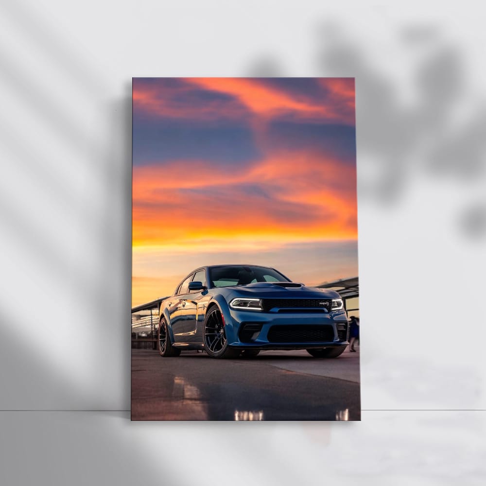 Blue Dodge at Sunset - Bold and Timeless Classic