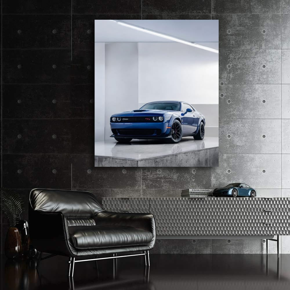 Blue Dodge in Parking - Sleek Style and Power