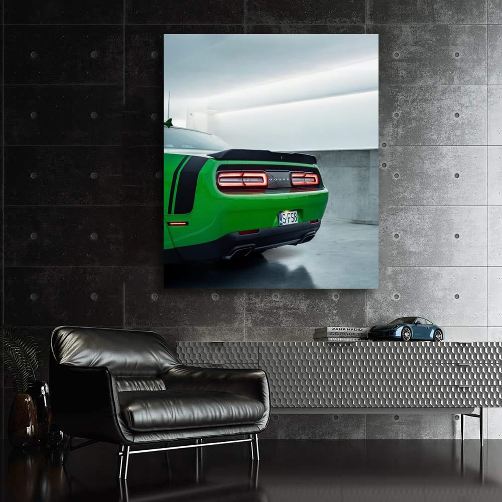 Green Dodge in Parking Lot - Classic Style Ride